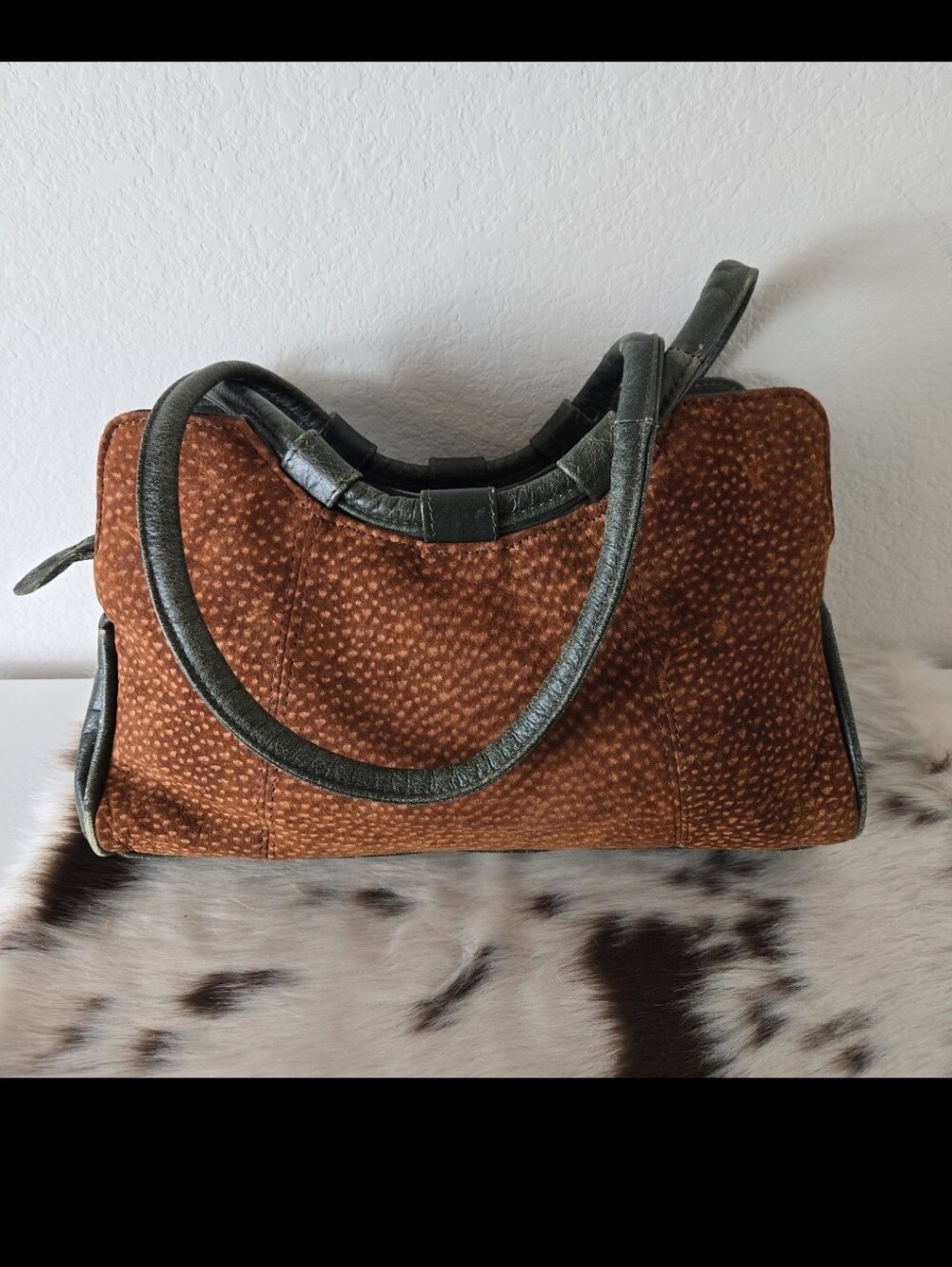 Gaucho Couture  Brown Suede Tote with Dark Leather Trim